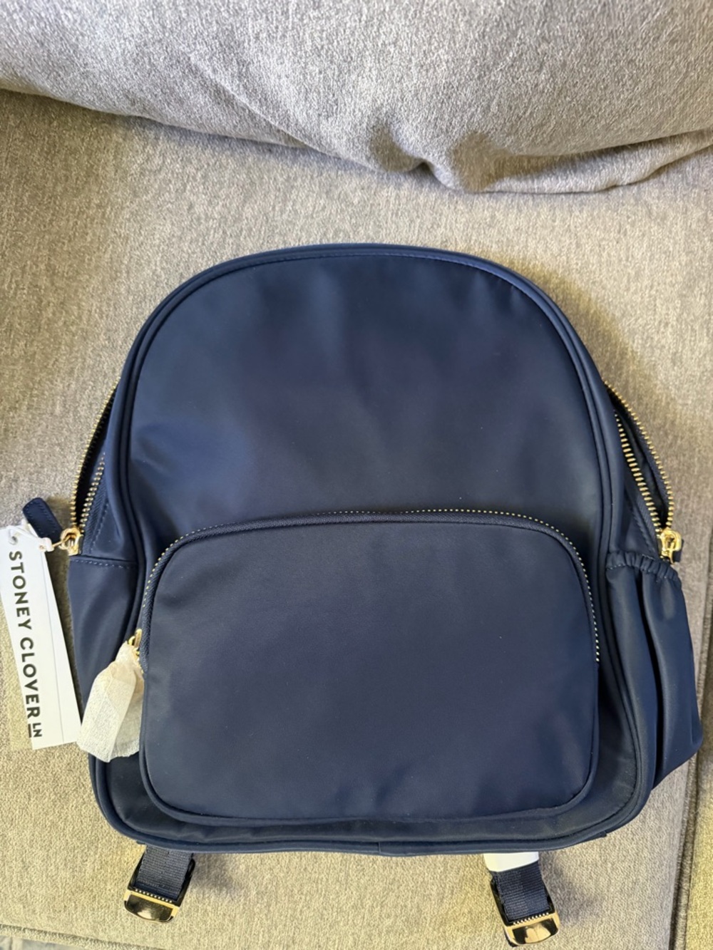 Stoney Clover Lane Mini Navy Backpack with Gold Hardware